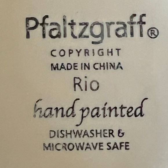 Set of 2 Pfaltzgraff Hand Painted RIO Stoneware Mug with Stripes in Hues of Blue - Picture 10 of 10